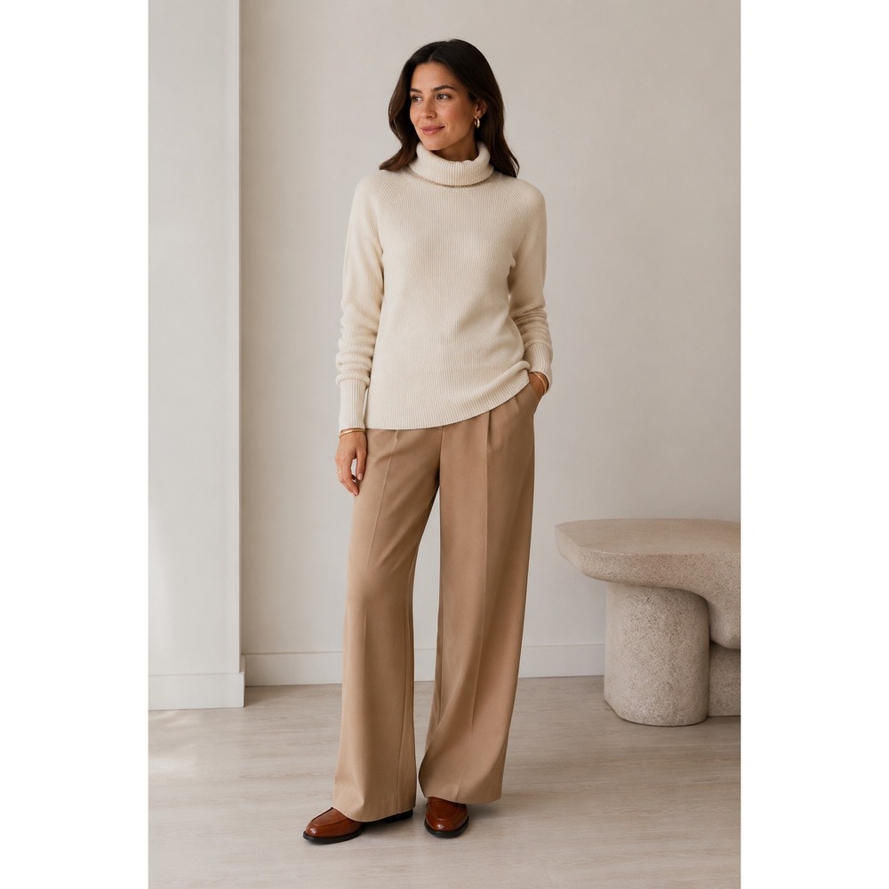 Quince Baby Alpaca Wool Turtleneck Sweater Women S Ivory Ribbed Quiet Luxury